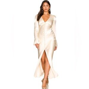 Shona Joy Elegant Cream Long Sleeve Dress
